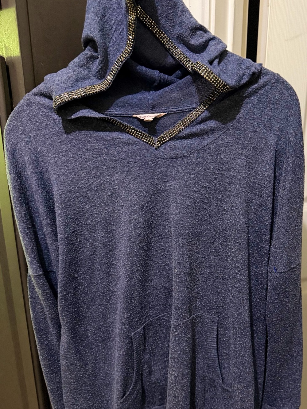 Juicy Couture Women’s Navy Hooded Sweater with Sparkles